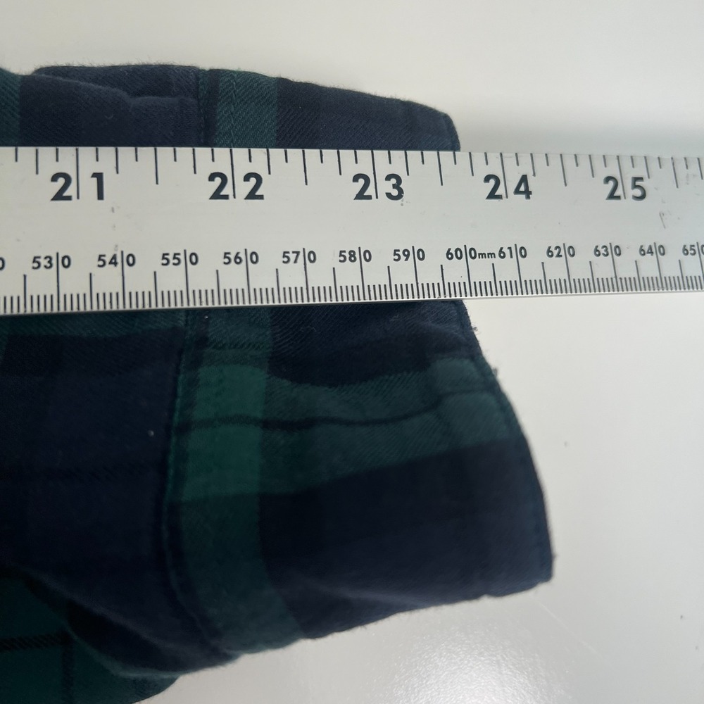 LL Bean Jacket Womens Large Relaxed Blue Green Plaid Flannel Hooded Sherpa Lined - Picture 9 of 16